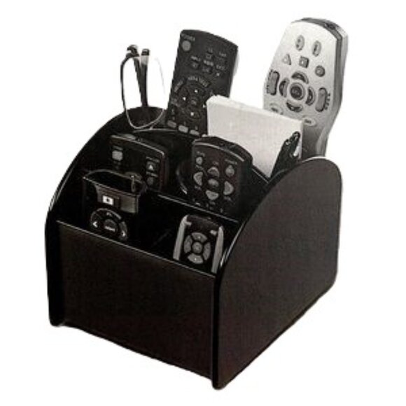 Wood Caddy for TV Remote Control with Rotating Swivel Base Valet Organizer Black - Picture 1 of 10